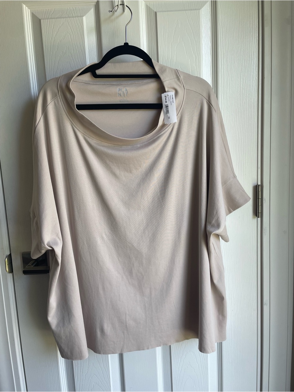 Planet by Lauren G Relaxed Short Sleeve Oversized Tee in putty